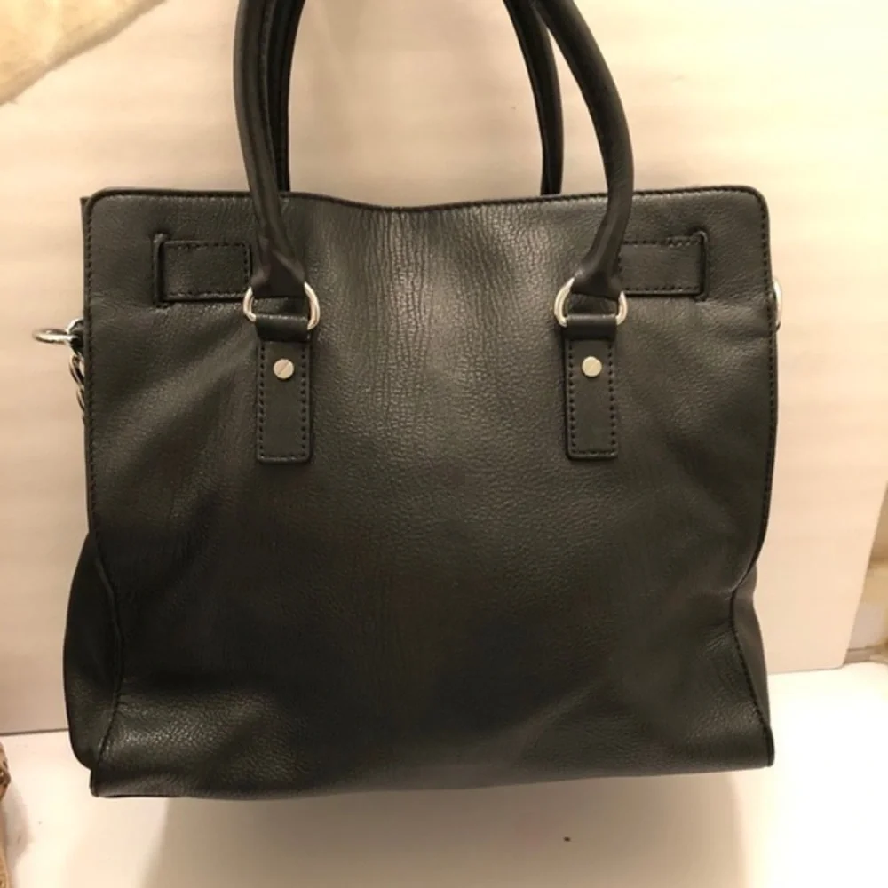 Michael kors black leather large Hamilton tote bag